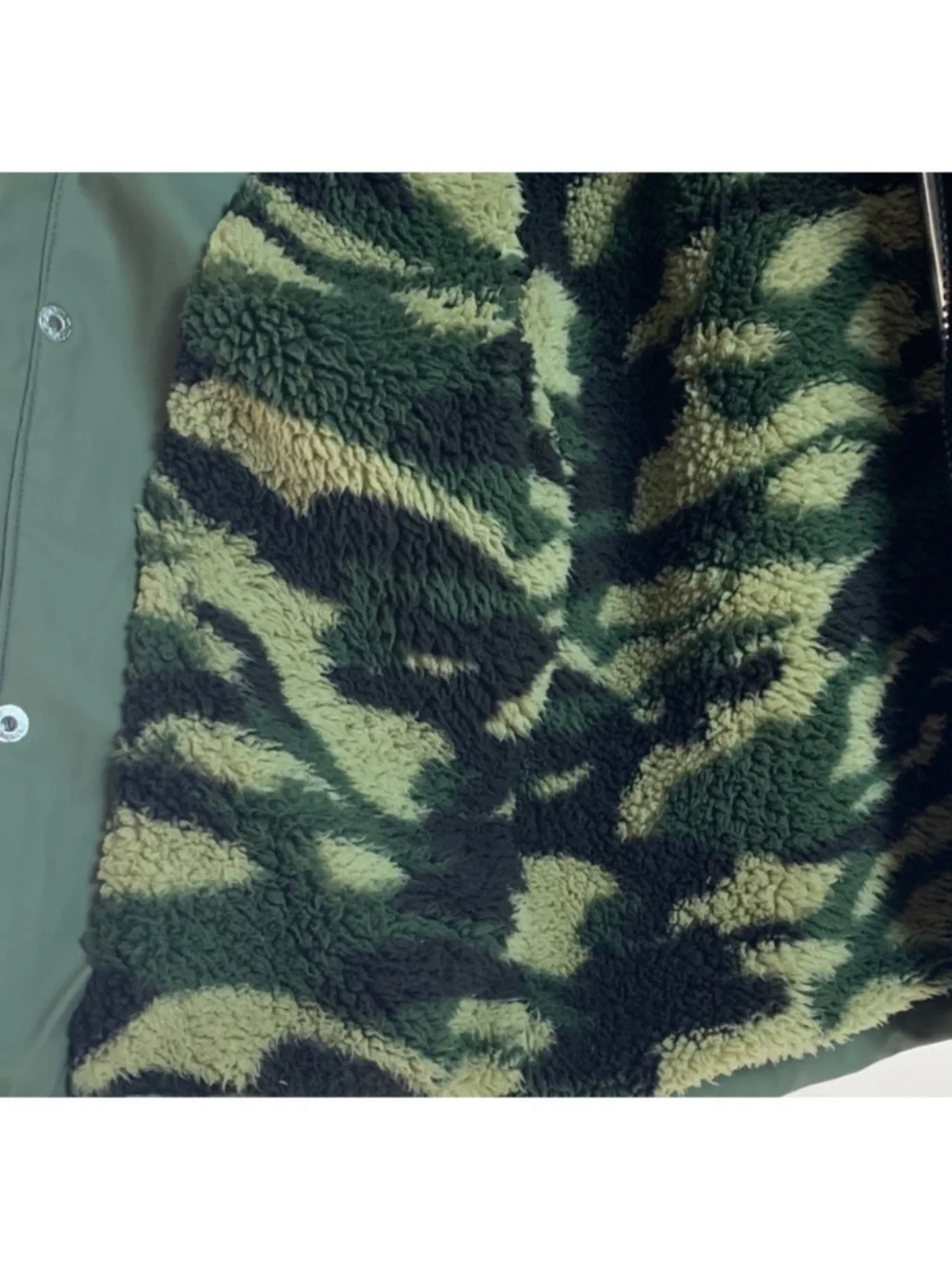 Urban Republic Olive Camo Raincoat Boy's Size 3T Faux Fur Lined Hooded Fall